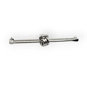 Monet Love Knot Bar Brooch Silver Tone Vintage Minimalist Classic Chic